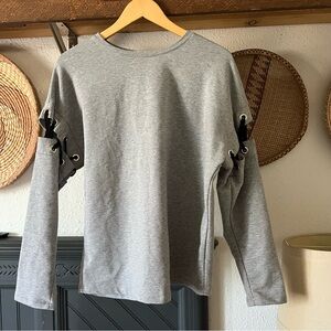 ☀️ DREW laced sleeve gray sweatshirt large